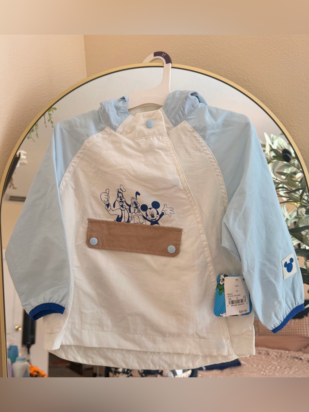 Disney Kids Light Blue & Cream Mickey Mouse Hooded Pullover
